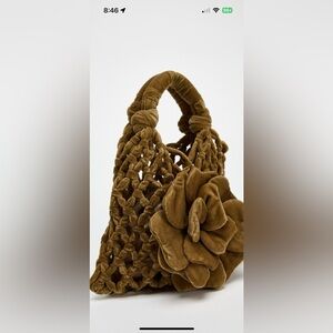 Zara velvet flower mini bucket bag